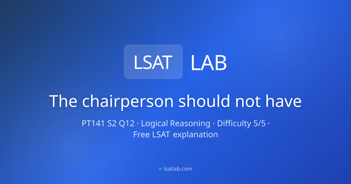 The chairperson should not have — PrepTest 141, Q12 Explanation