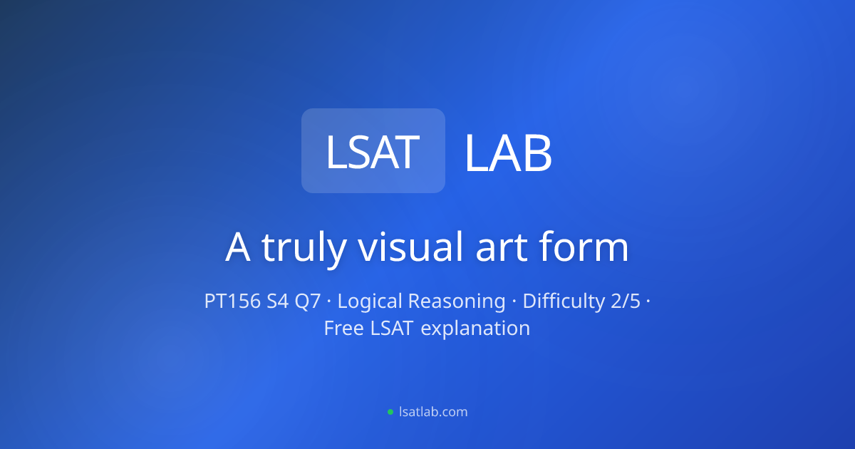 A truly visual art form — PrepTest 156, Q7 Explanation | LSAT Lab